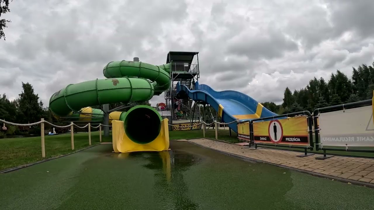 Łeba Park zjeżdżalnie nie tylko dla dzieci. Test zjeżdżalni wodnych w Łebie. Wesołe miasteczko