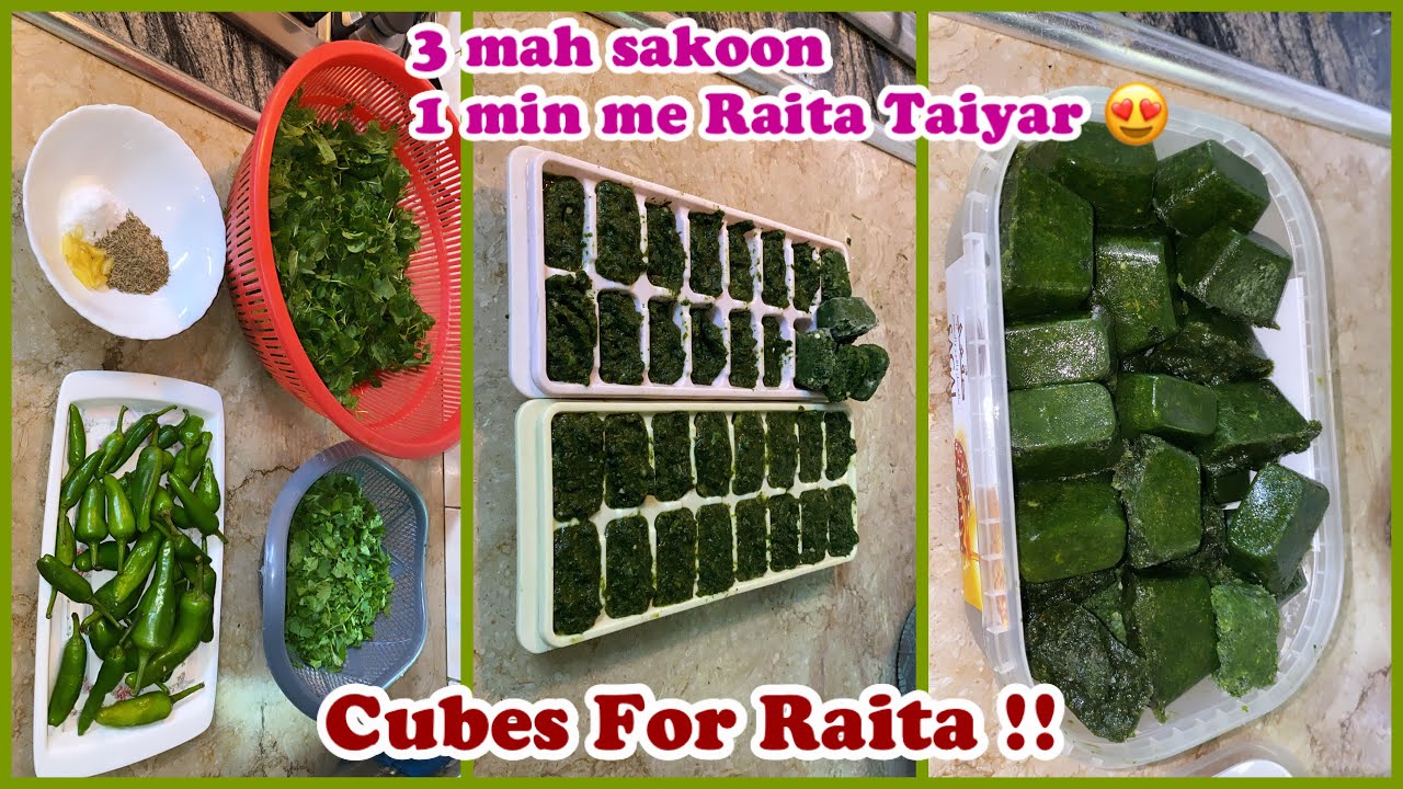 How to Store Podina/Dhania For Raita - Chatni Cubes for Dahi - Recipe By Merium Pervaiz !!