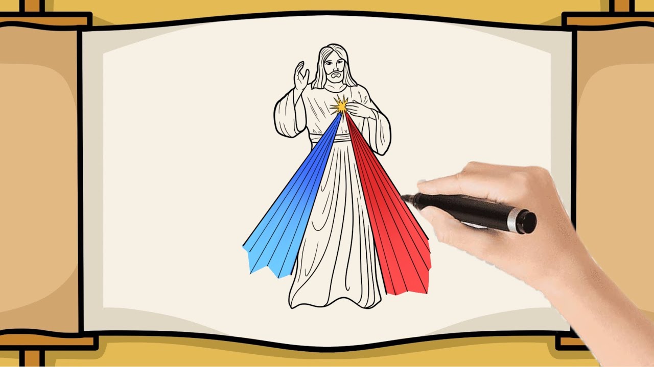 Cómo dibujar a JESUS DE LA MISERICORDIA paso a paso Fácil | Dibujo sencillo y hermoso Catolico