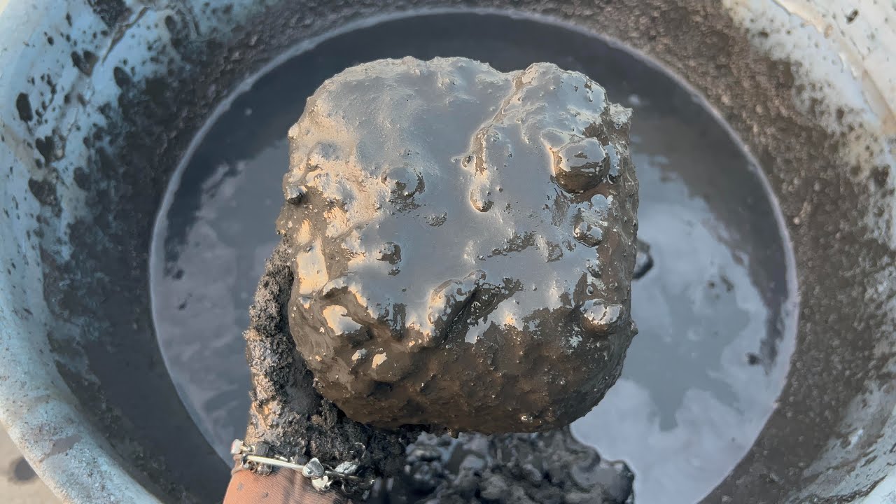 Charcoal ashes water crumbling and dipping 