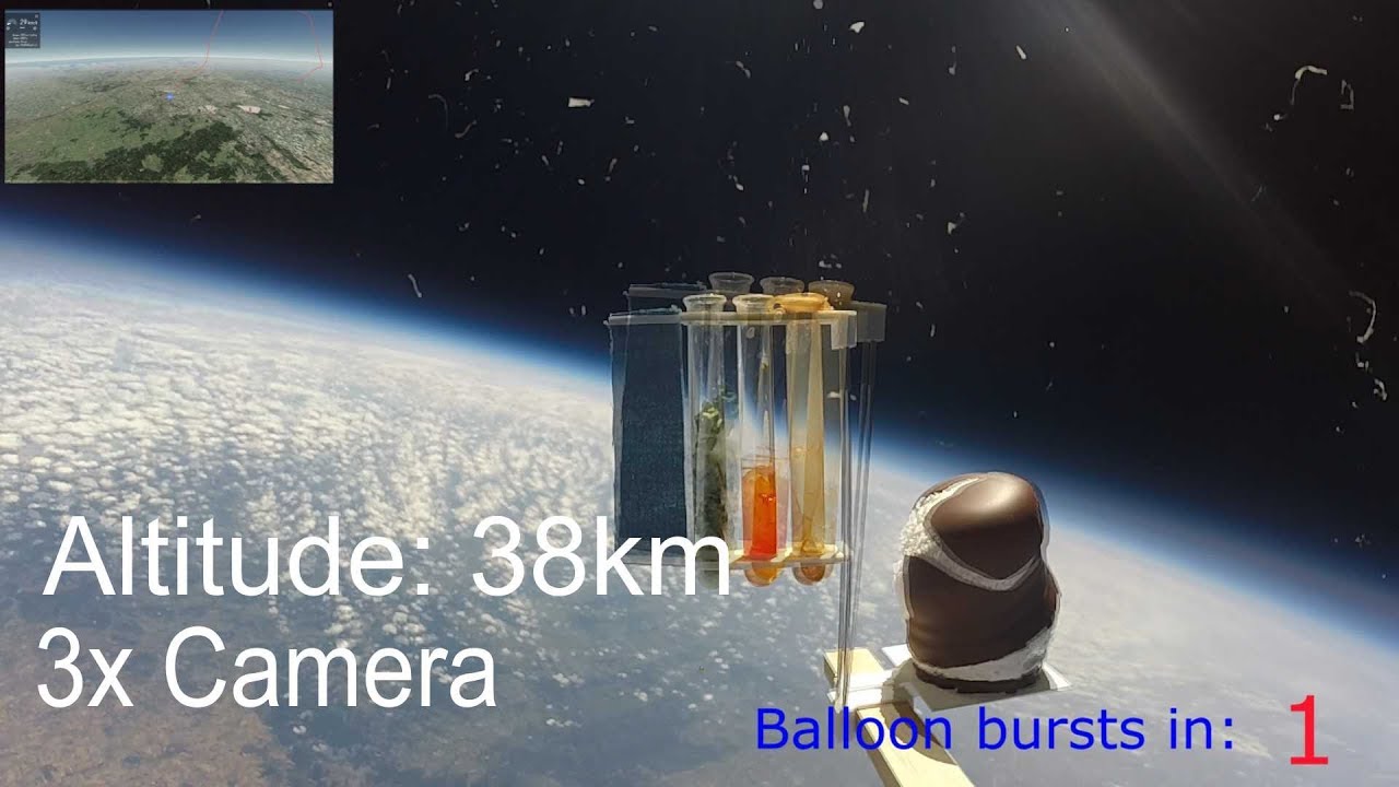 Weather Balloon 38km altitude  with three Gopros