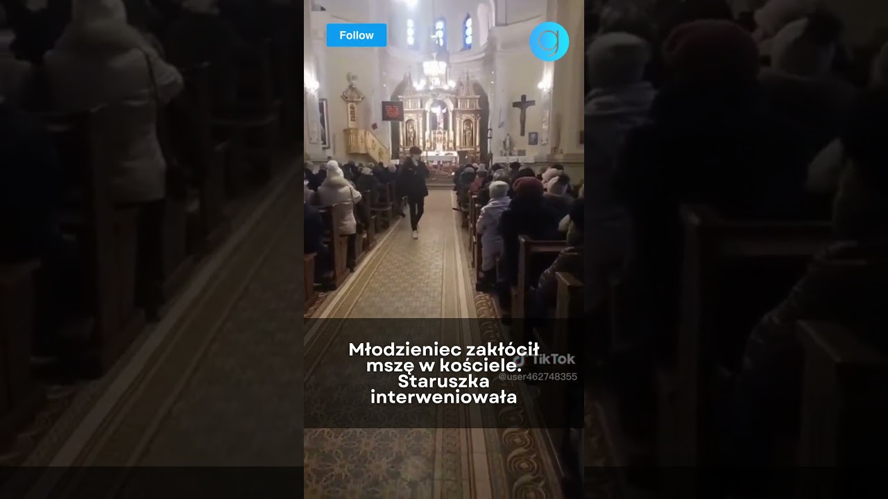 Młodzieniec zakł&oacute;cił mszę świętą. Interweniowała staruszka #shorts