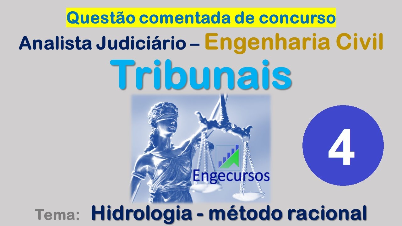 Questão de concurso dos Tribunais - ENG CIVIL. Hidrologia. Método racional. Concurso TJ/SC 2024