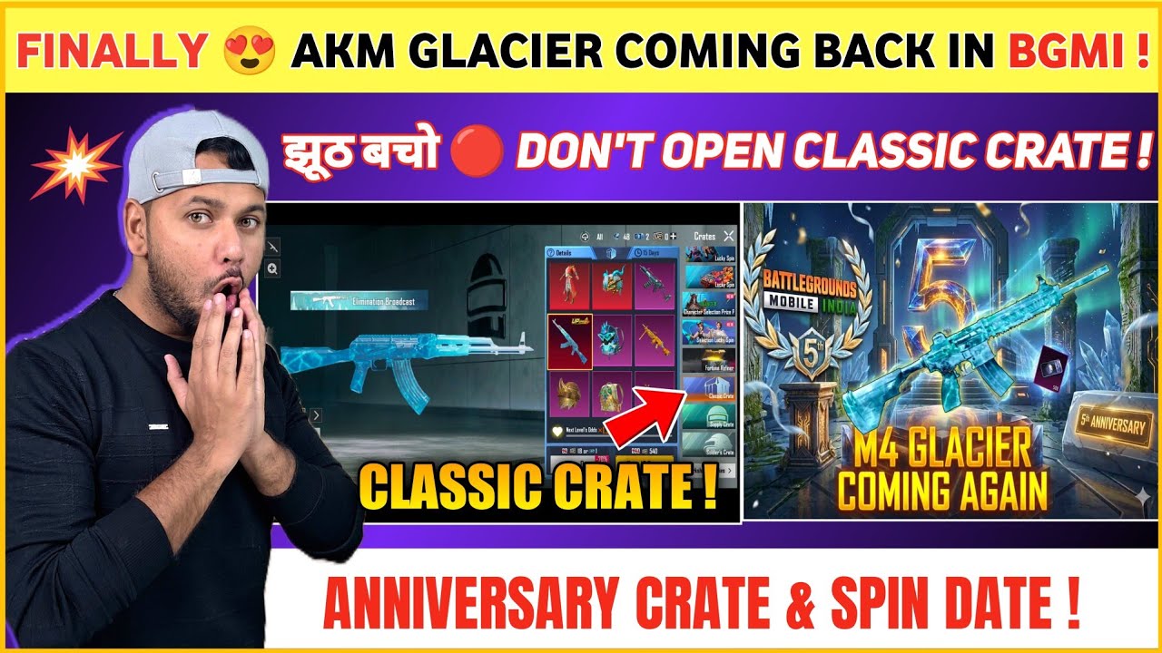 FINALLY 😍 AKM Glacier in Classic Crate Bgmi | M4 Glacier Return Again | Bgmi Anniversary Update
