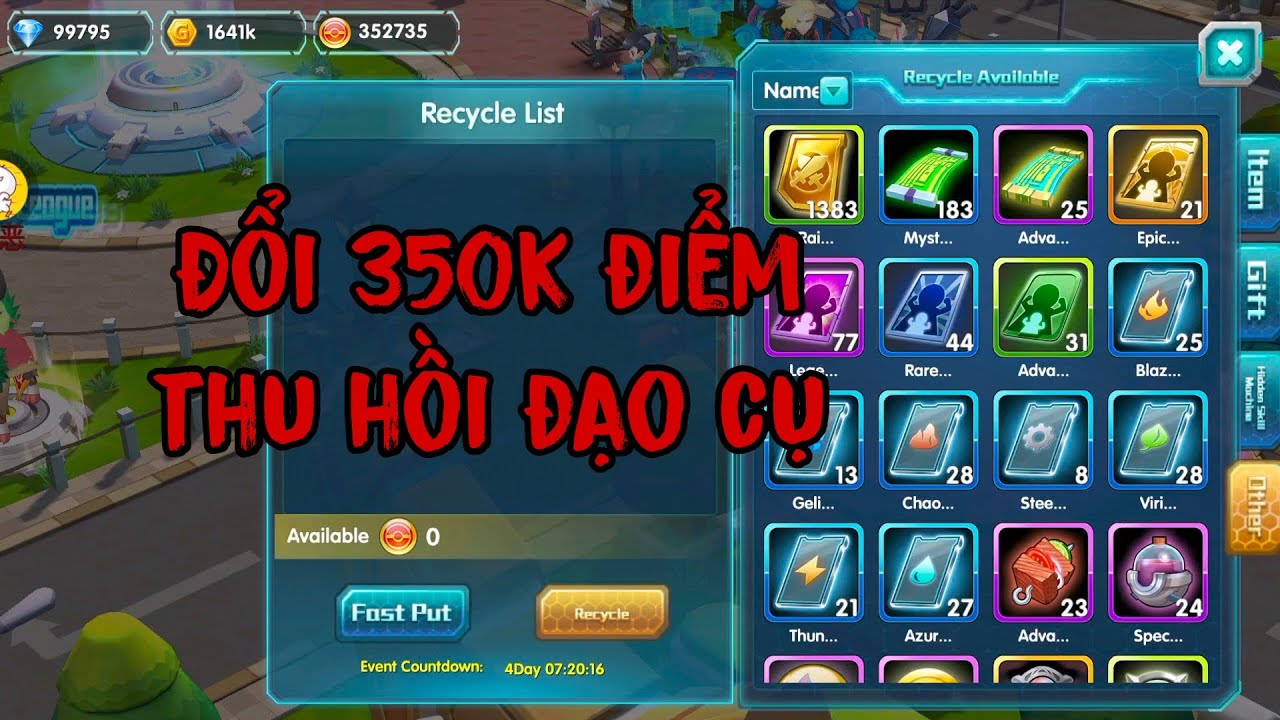 [x7game Pokeland] Thu Hồi Đạo Cụ 350k Điểm, Đổi Vật Phẩm Giá Trị 
