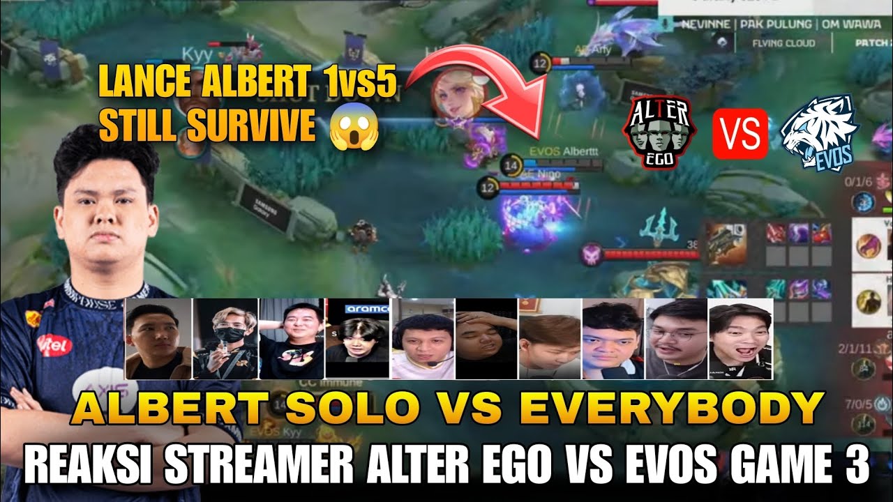 REAKSI STREAMER LIAT LANCELOT ALBERT 1 VS 5 🔥 | MPL ID S16 AE VS EVOS
