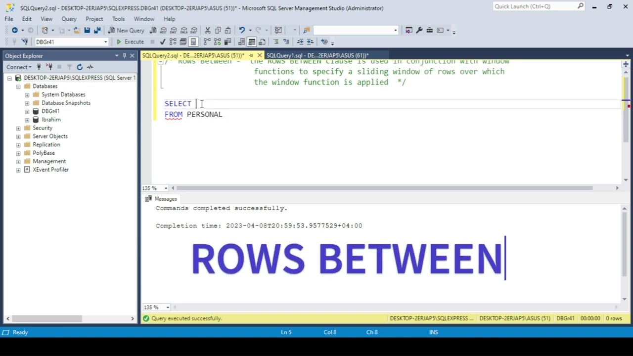 Rows between  in SQL