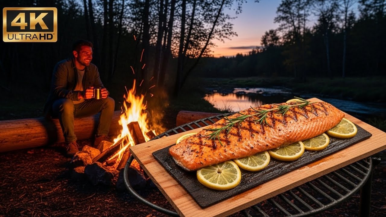 Bushcraft Fish Cooking | Smoking Fish with Pine Wood in the Forest