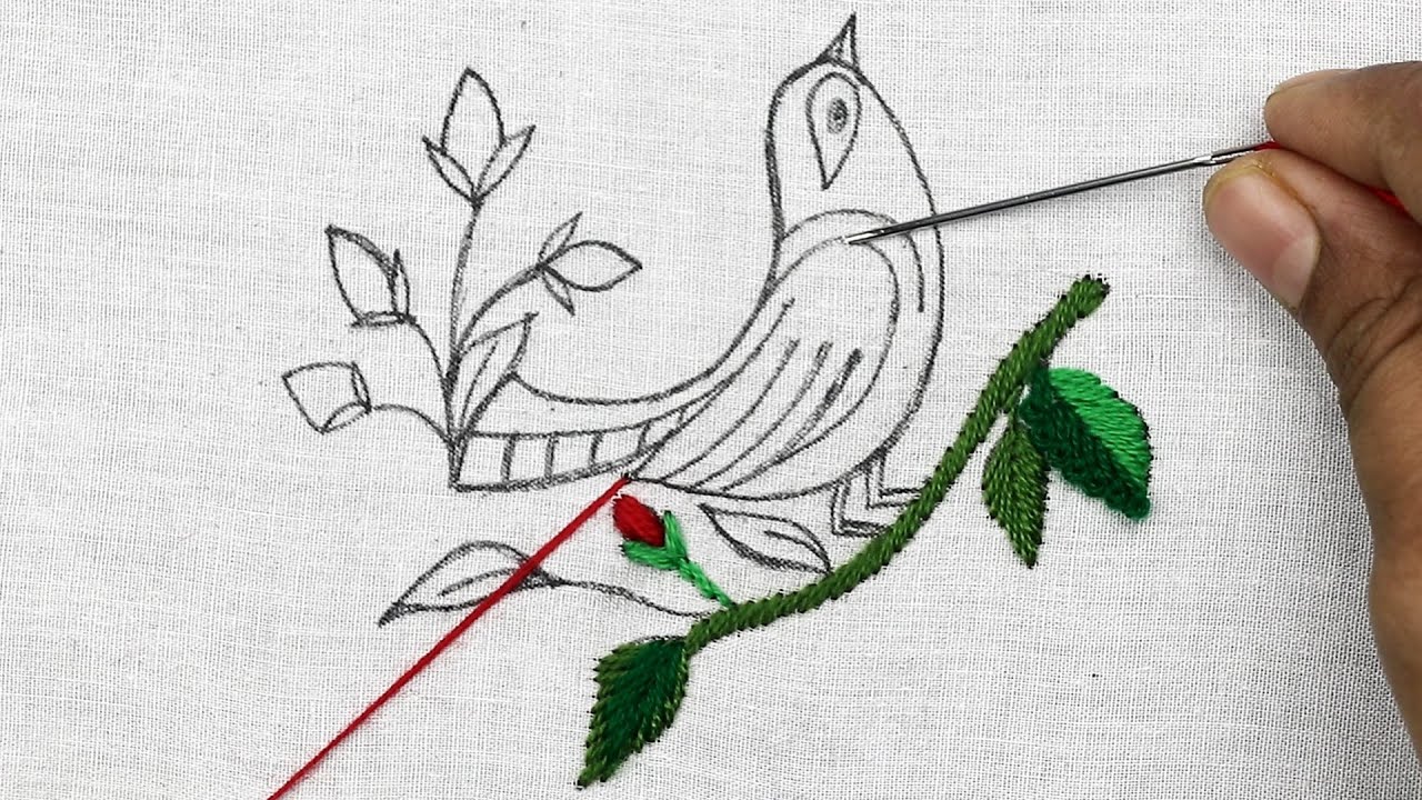Special Embroidery Class on how to embroider a beautiful bird embroidery design | Bird Drawing