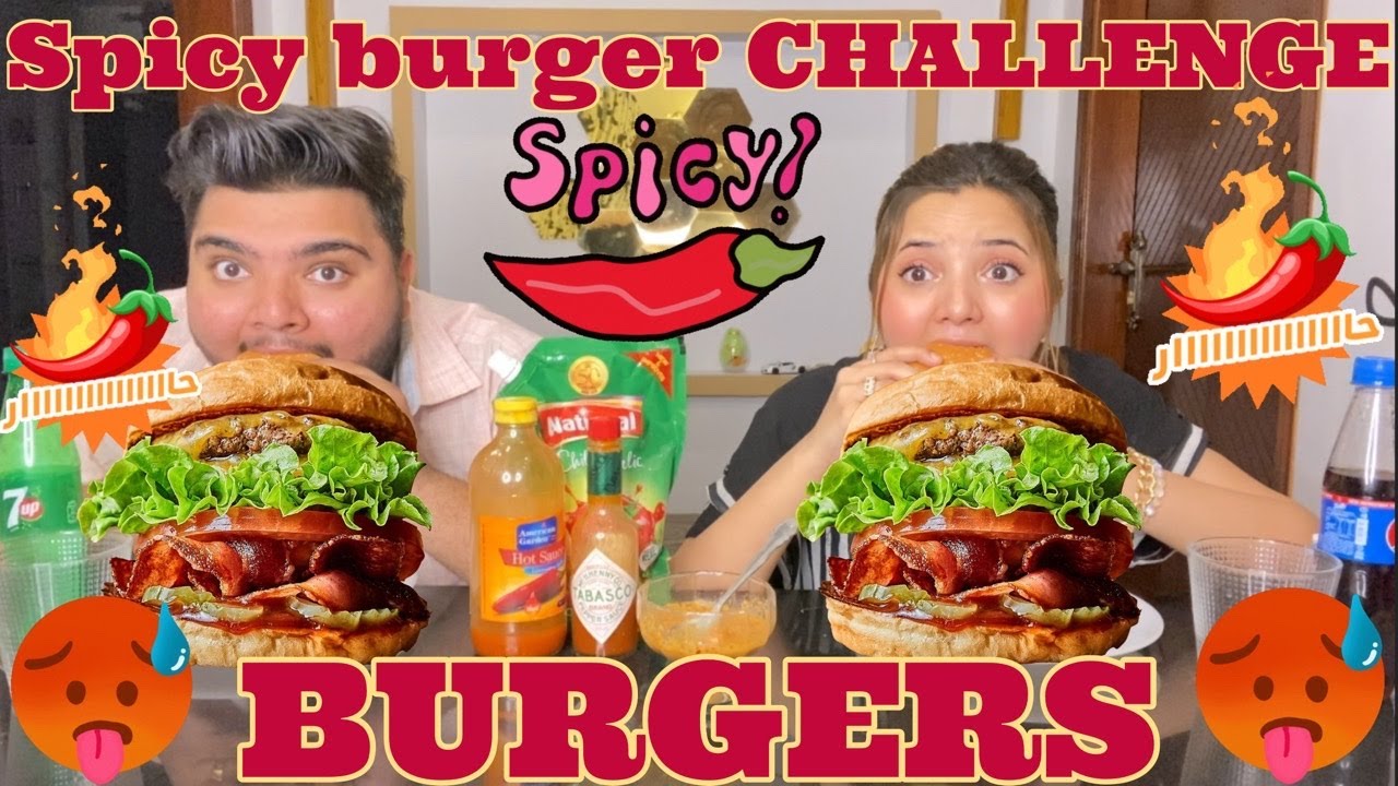 🥵SPICY BURGER CHALLENGE🥵| SIS VS BRO | BY RABEECA KHAN
