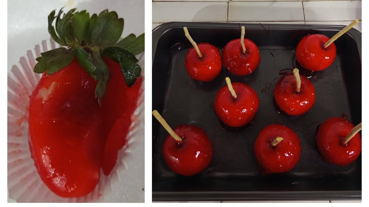  tentamos fazer o morango e a maçã do amor 🍓🍎será se deu certo 😂😂