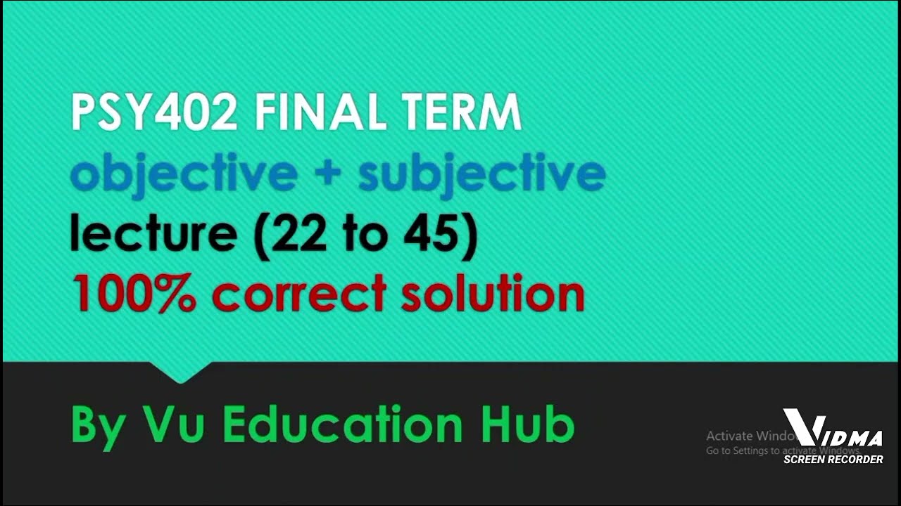 PSY402 FINAL TERM PREPARATION LATEAST |Psy402 most repeated MCQ’s + short questions ||PSY402 Lateast