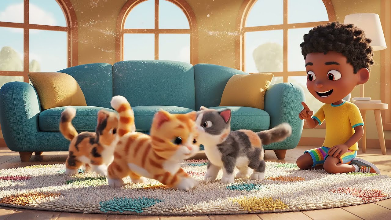Tres Pequeños Gatos de Juguete Miau Miau | Canciones Infantiles y Rimas para Niños