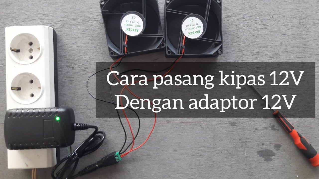 cara pasang menyambungkan 2 kipas DC 12V ke 1 Adaptor 12V untuk mendinginkan rig mining vga