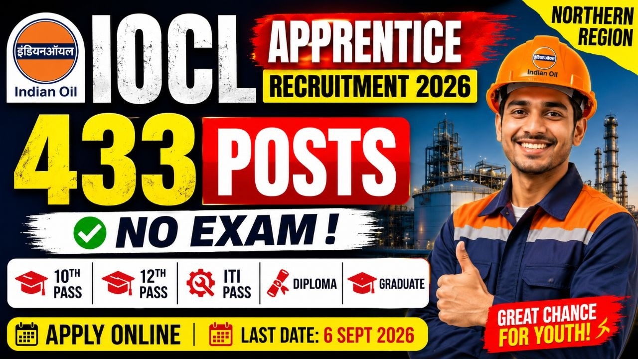 IOCL Apprentice Recruitment 2026 🔥 433 Posts | No Exam | 10th, 12th, ITI, Diploma & Graduate |