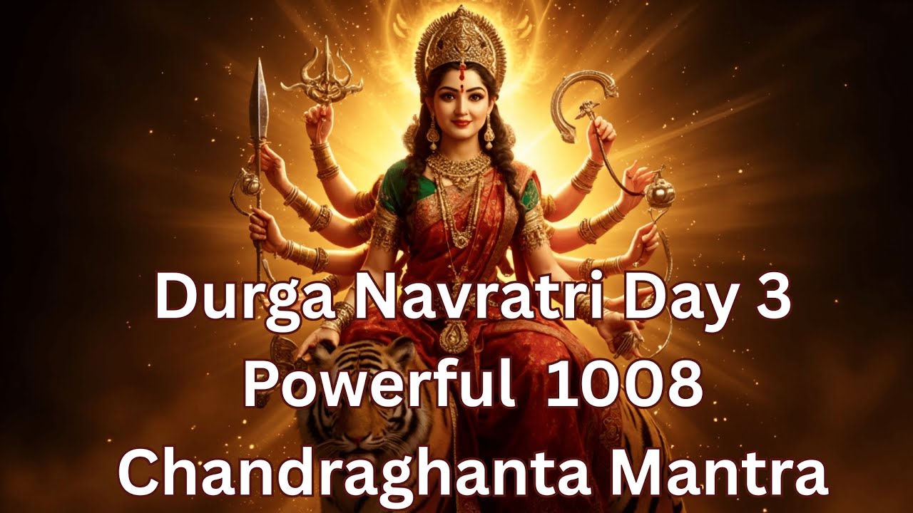 Durga Navratri Day 3 Mantra 1008 times with Lyrics Jaap | चंद्रघंटा मंत्र | Maa Chandraghanta Mantra