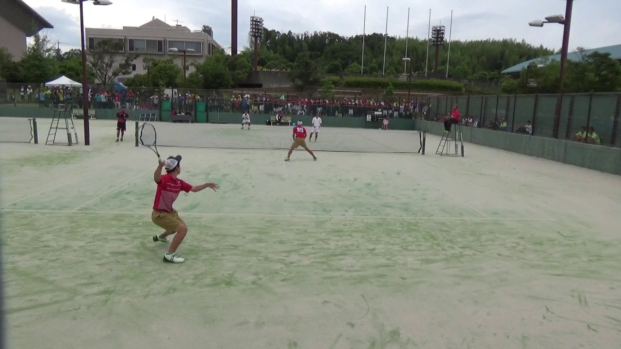 2017 東海高等学校総合体育大会ソフトテニス　男子個人戦 準々決勝２　藤原・加藤（享栄）　対　久山・大友（中京）
