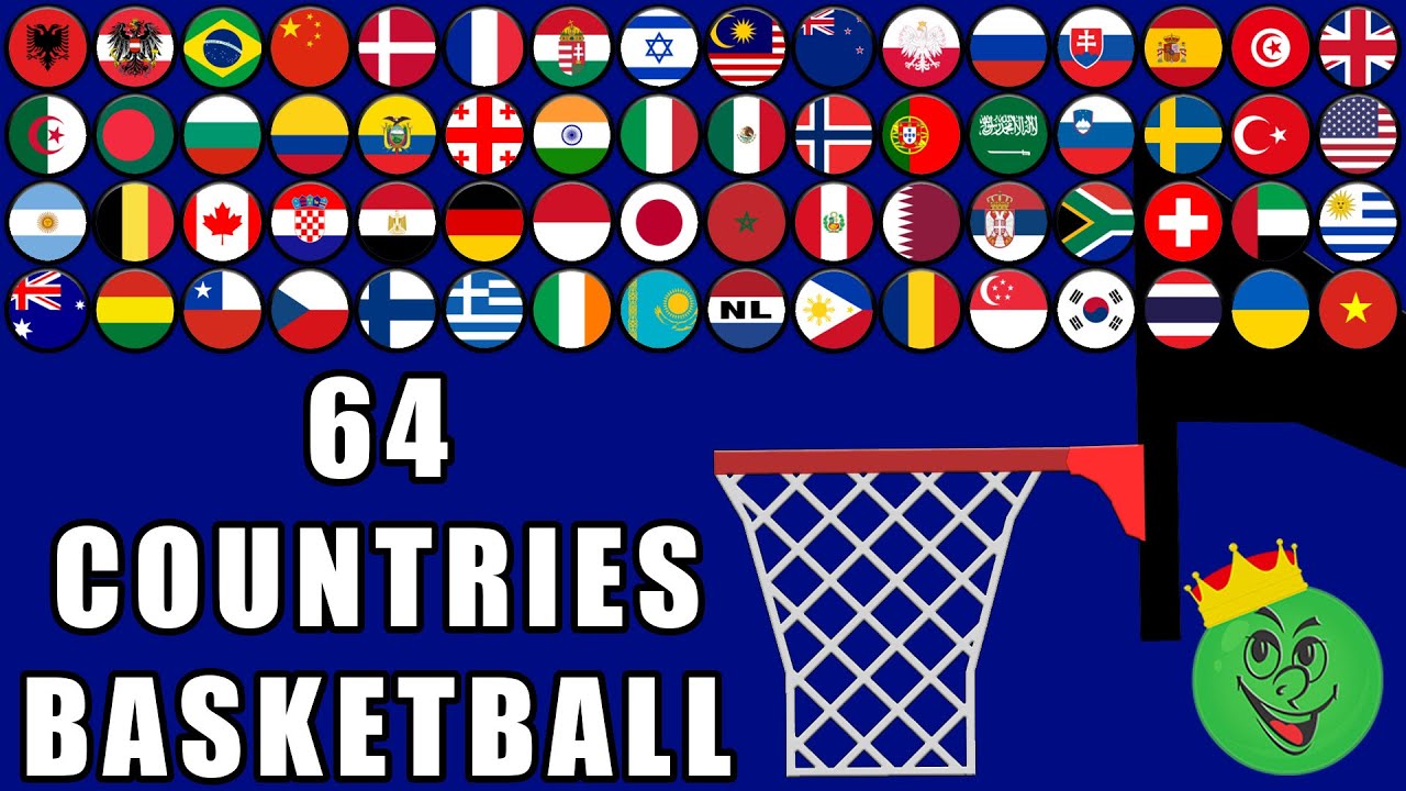 Basketball Marble Race with 64 Countries