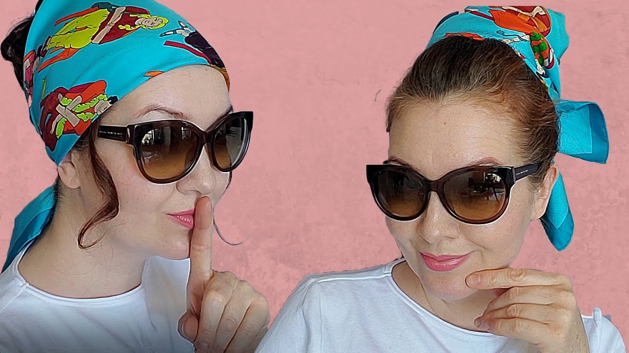 15 EASY silk scarf hairstyles. How to wear a silk scarf as a headband.  Hair scarf tutorial.