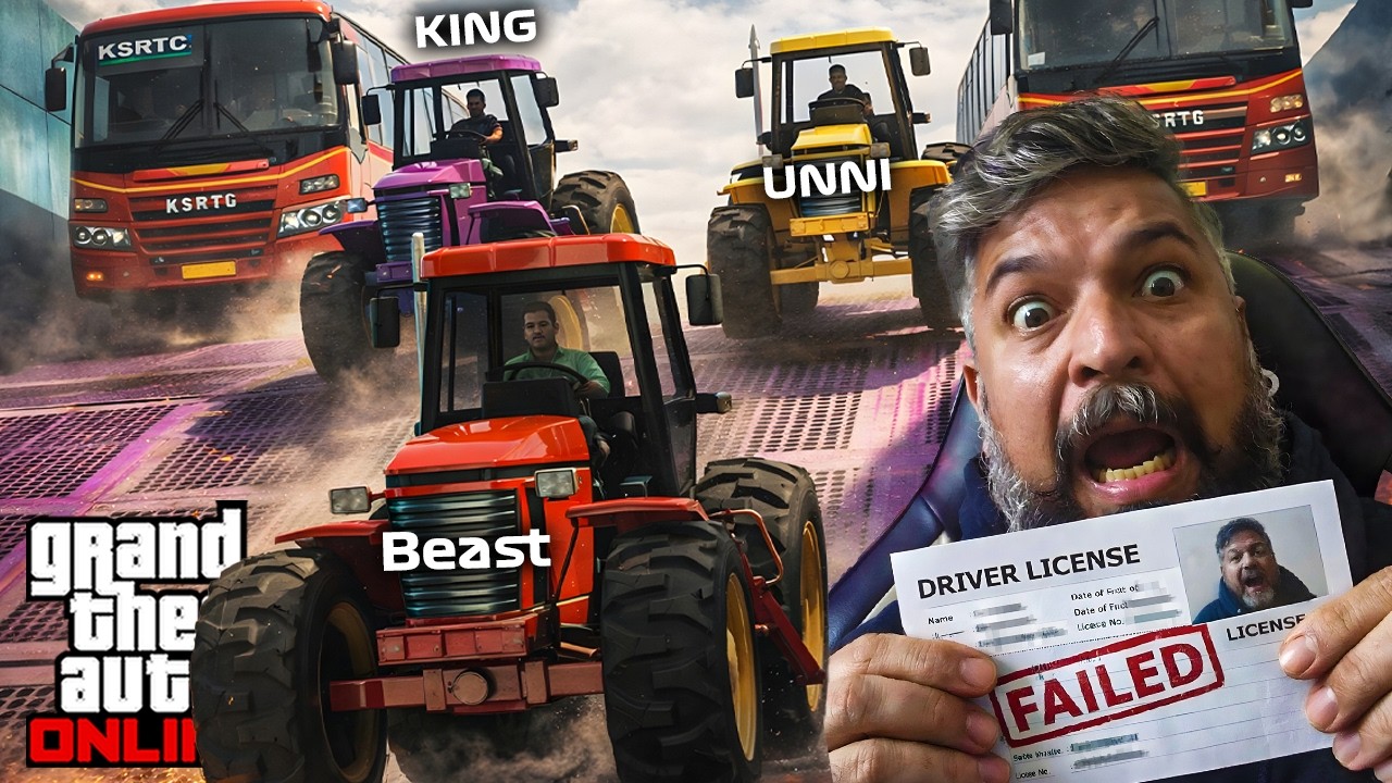 GTA 5 : KSRTC LICENSE TEST BUT WITH THE FASTEST TRACTOR 🤣