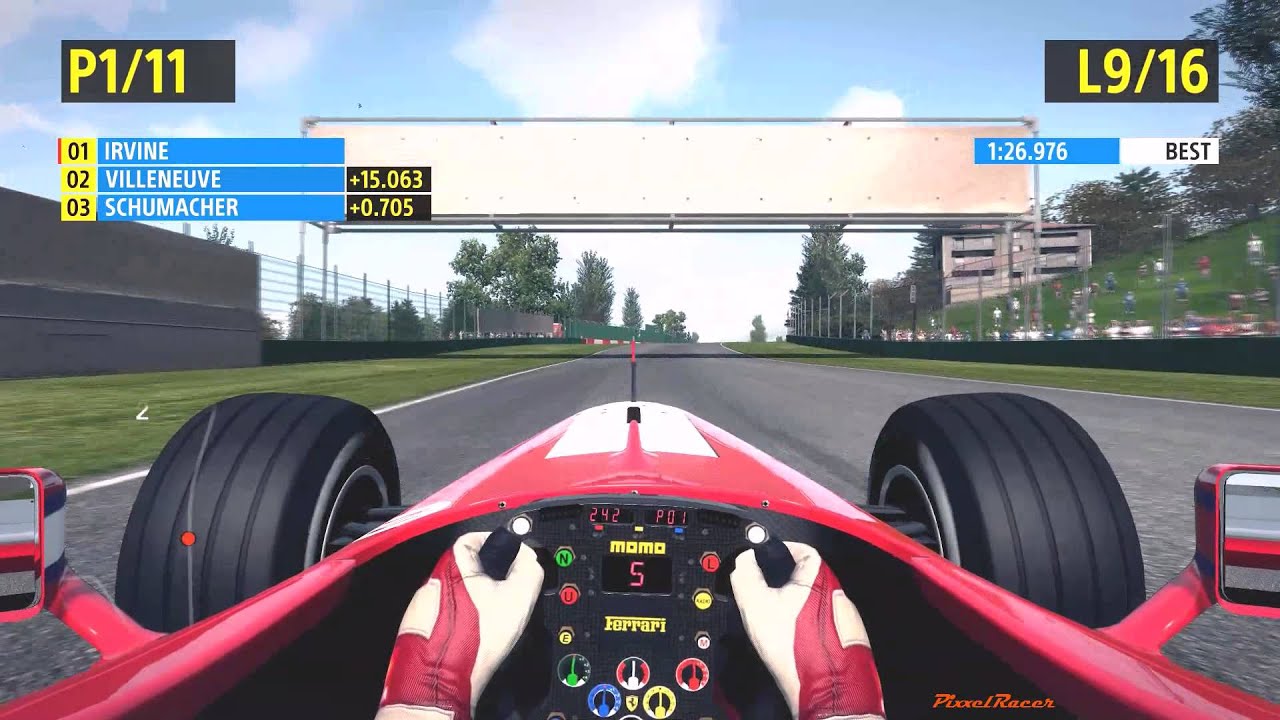 F1 2013 PC Gameplay, Classic Edition, Ferrari F399, Imola Race 25%, by PixxelRacer