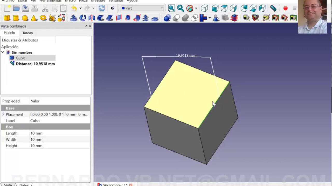 Curso / Tutorial de FreeCAD - Capitulo 1/17 - Tomando medidas - Medir distancias