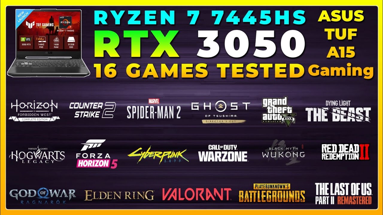ASUS TUF A15 (2025) | Ryzen 7 7445HS + RTX 3050 | Test in 16 Games in Late 2025