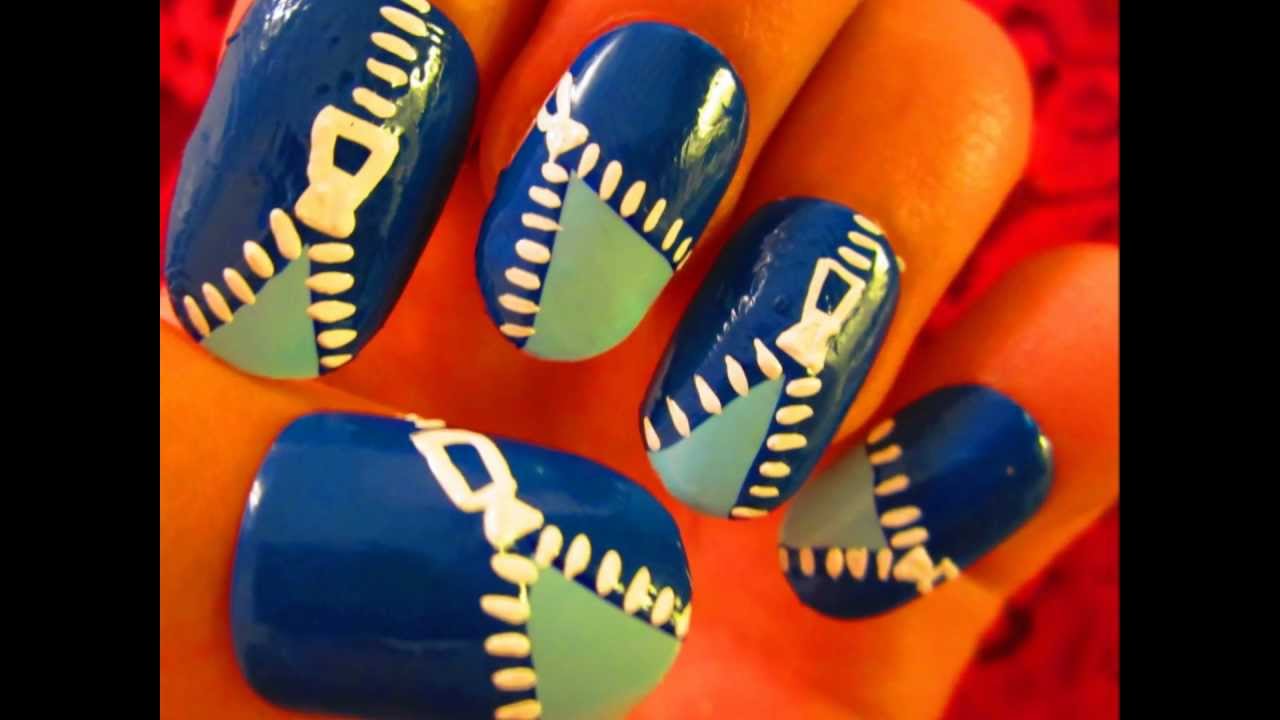 Nail Art Tutorial - FUNKY Blue Zipper