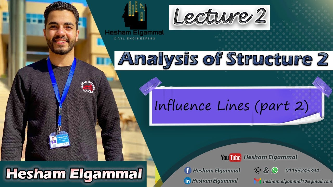 Lecture 2 - Influence lines of beams (part2) - المهندس هشام الجمال - خطوط التأثير علي الكمرات