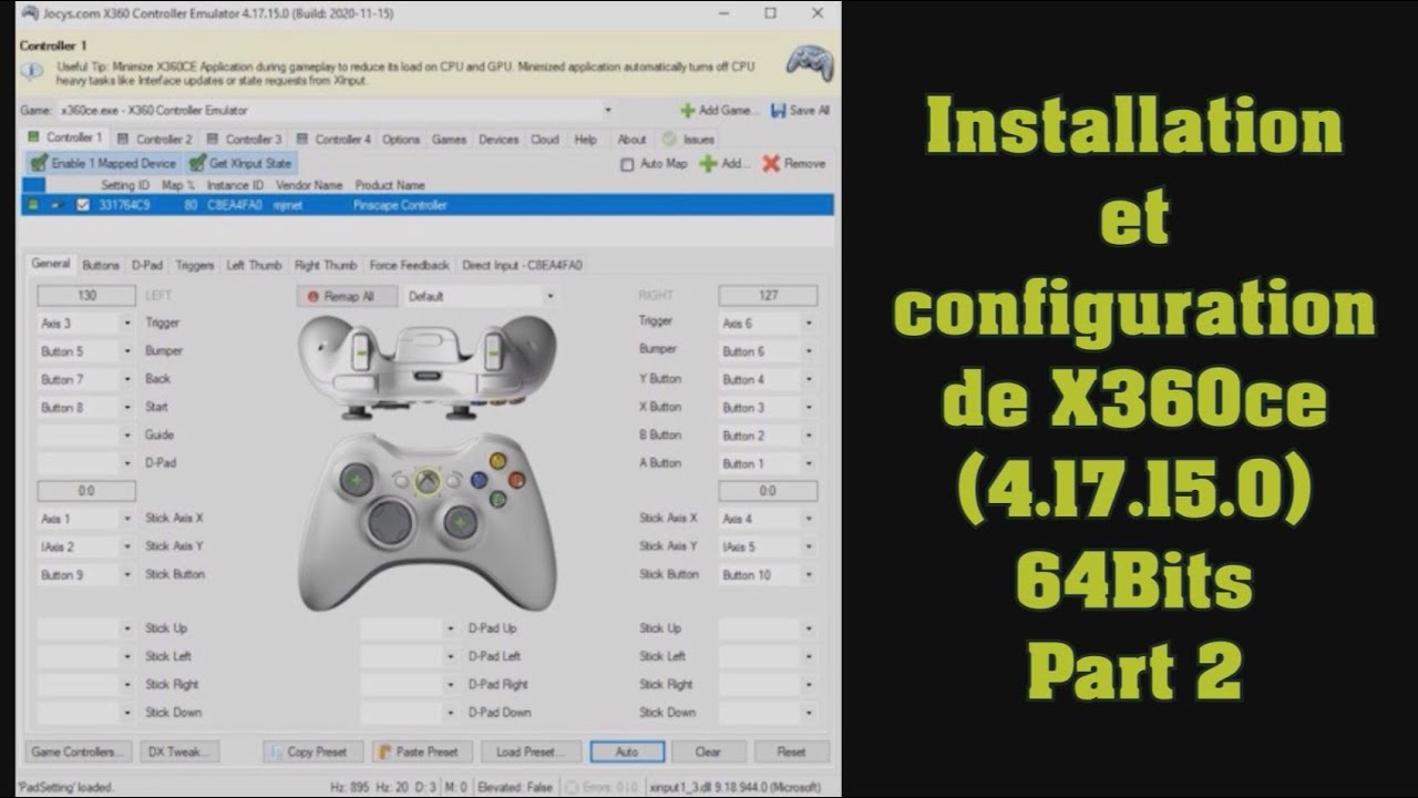 Installation et configuration de X360ce (4.17.15.0) - Part2