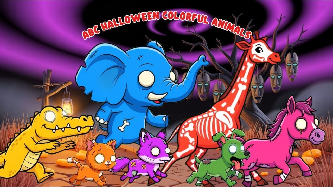 ABC Colorful Halloween Animals Song | Animals Transform Into Zombies | Color Song & ABC Song