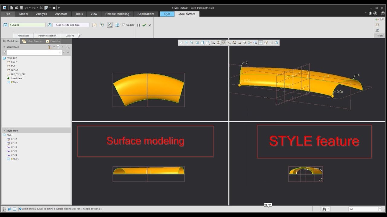 Creo surface modelling: Style feature or Introduction to ISDX