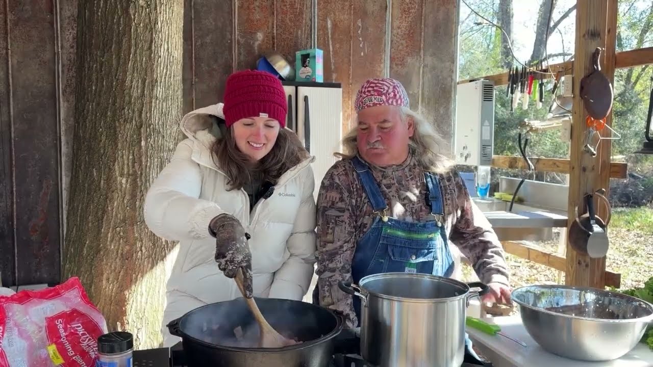 Cooking Mustard Greens with Bruce Mitchell & Anna The Archer