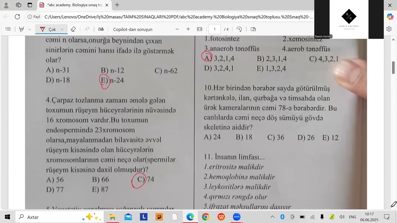 abc academy biologiya s;naq toplusu. sınaq-10. MİQ və abituriyent hazırlığı. Əlaqə: 055-634-73-41