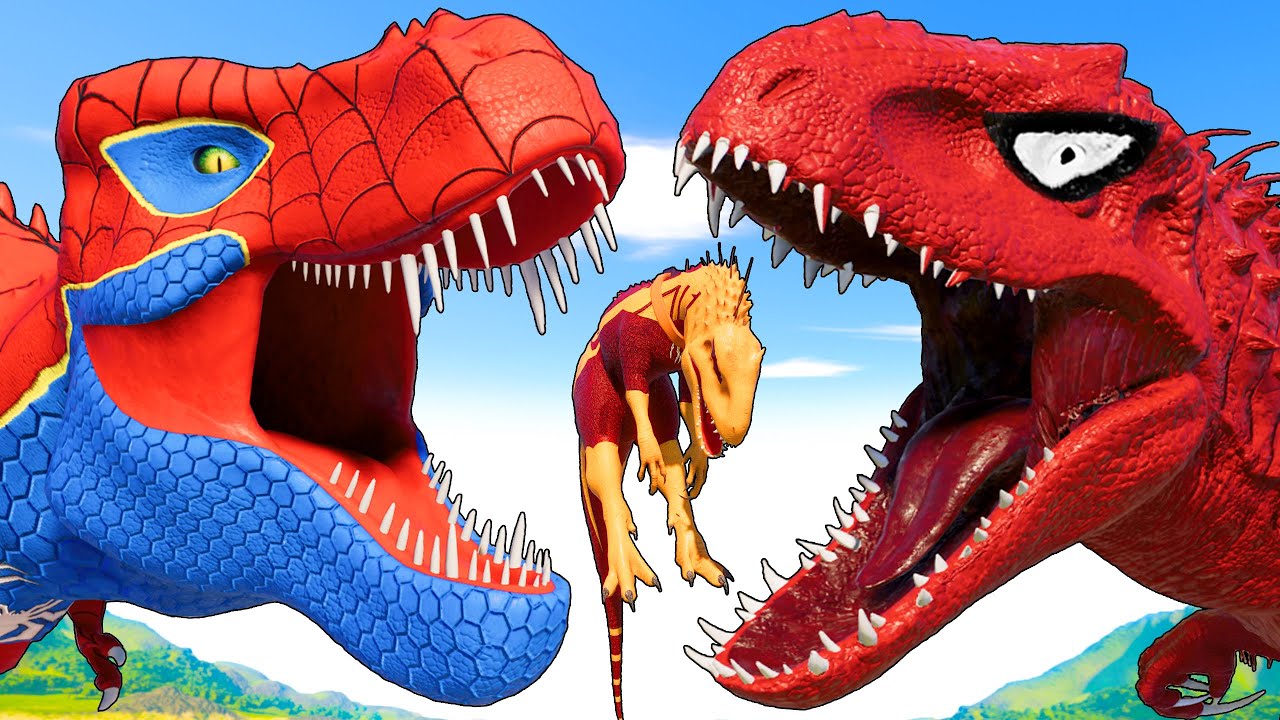 ALL SPIDER-MAN TEAM in Jurassic World | Dinosaur Pro 11 SuperHero Dinosaurs!