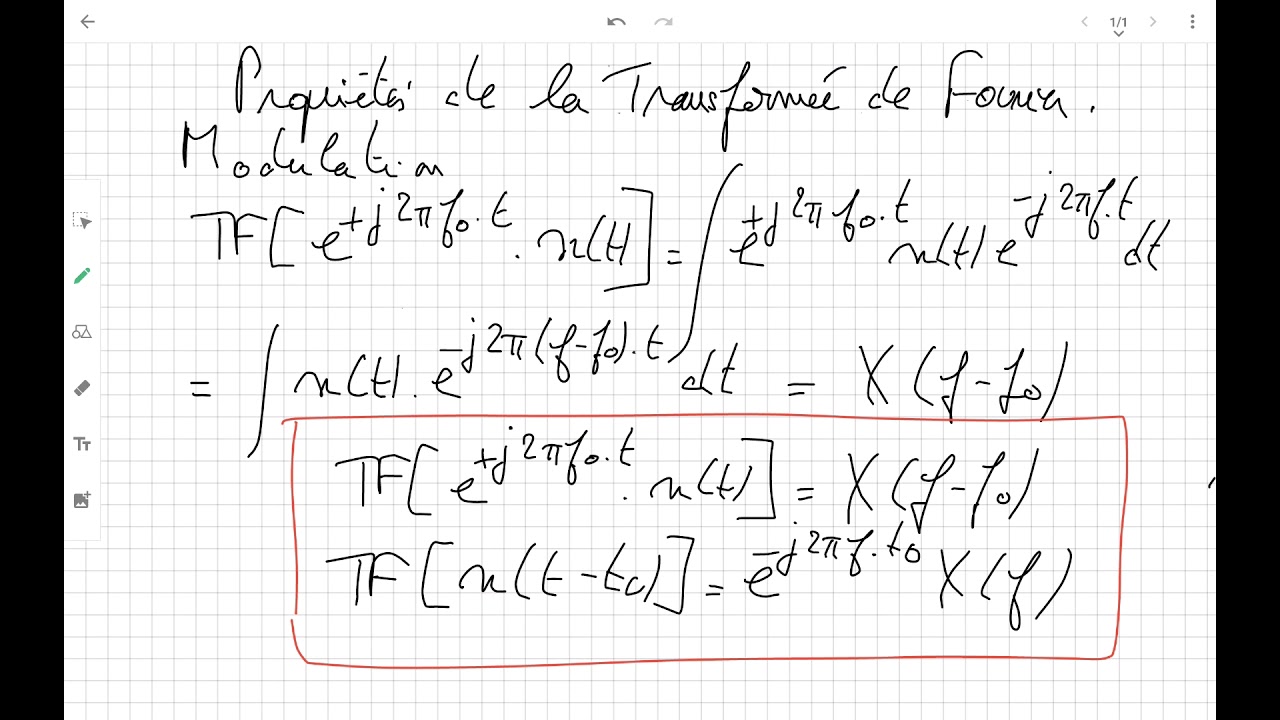 Transformée de Fourier 2 / Propriétés de la Transformée de Fourier