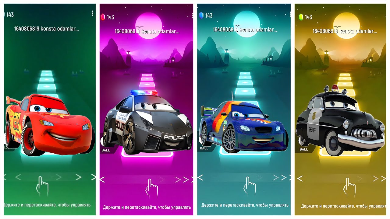 Cars Team Lighting McQueen - Police - Ralph Carlow - Sheriff | Tiles Hop Edm Rush