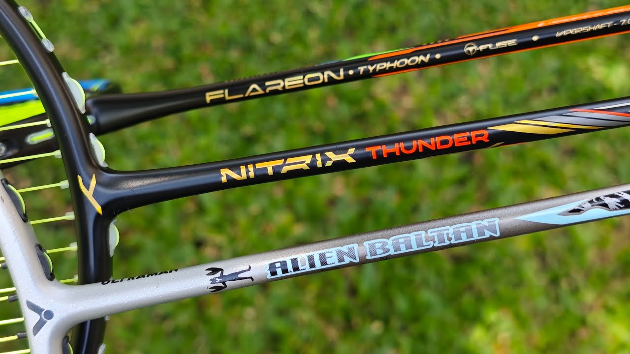 Komparasi Tarung bebas Raket enak Flareon Typhoon VS Alien Baltan VS Nitrix Thunder  by TRS sport