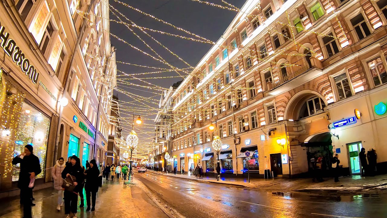 ⁴ᴷ⁵⁰ Прогулка по Москве: Новогодние Украшения 🎄 от м. Чистые Пруды, по ул. Мясницкая и до м. Лубянка