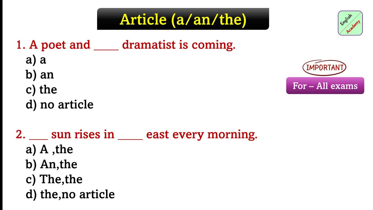Article(A/An/The) practice set-16 #articles #advanceenglishacademy #ssc #mts #chsl #articles