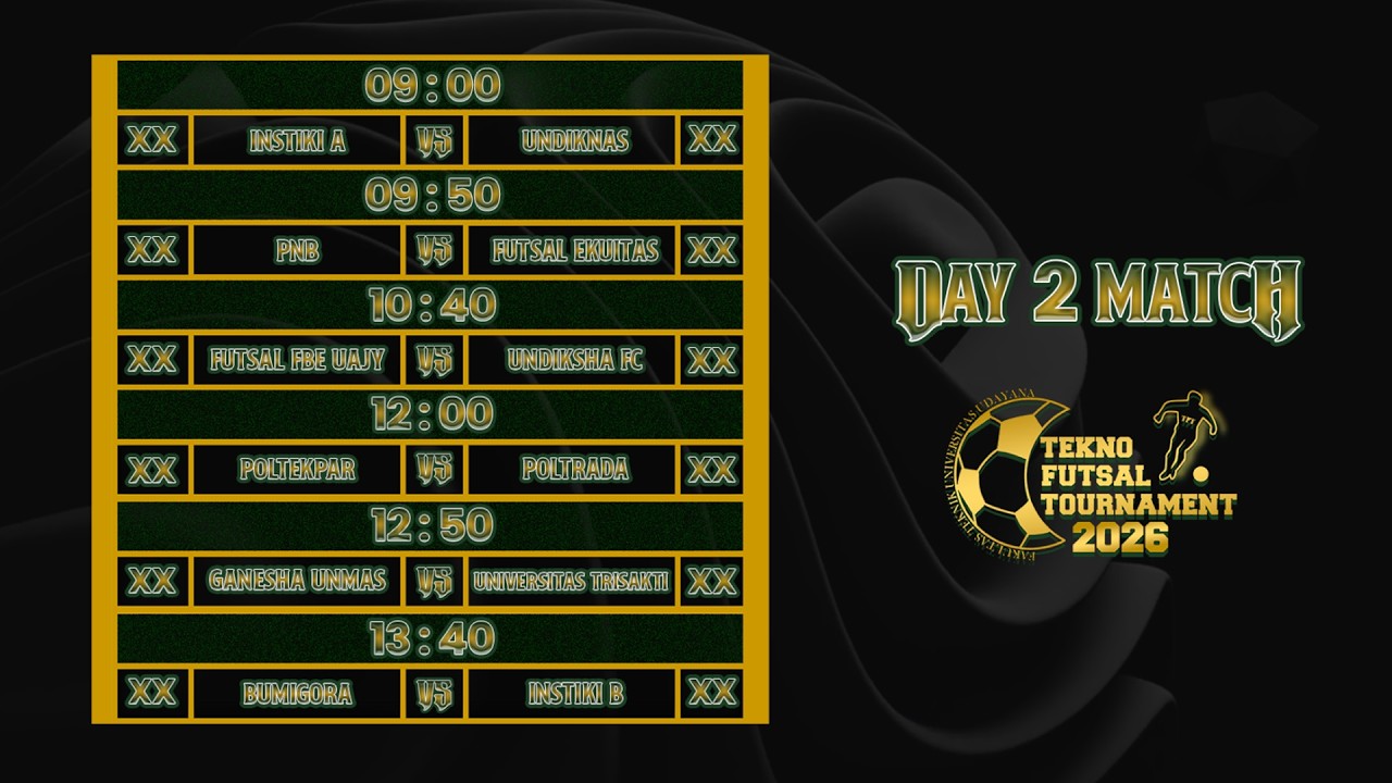 Live Stream Tekno Futsal Tournament 2026 (GANESHA UNMAS VS UNIVERSITAS TRISAKTI) #DAY 2