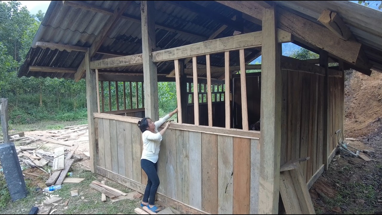 Single mother builds new house - Life single / Build Log Cabin