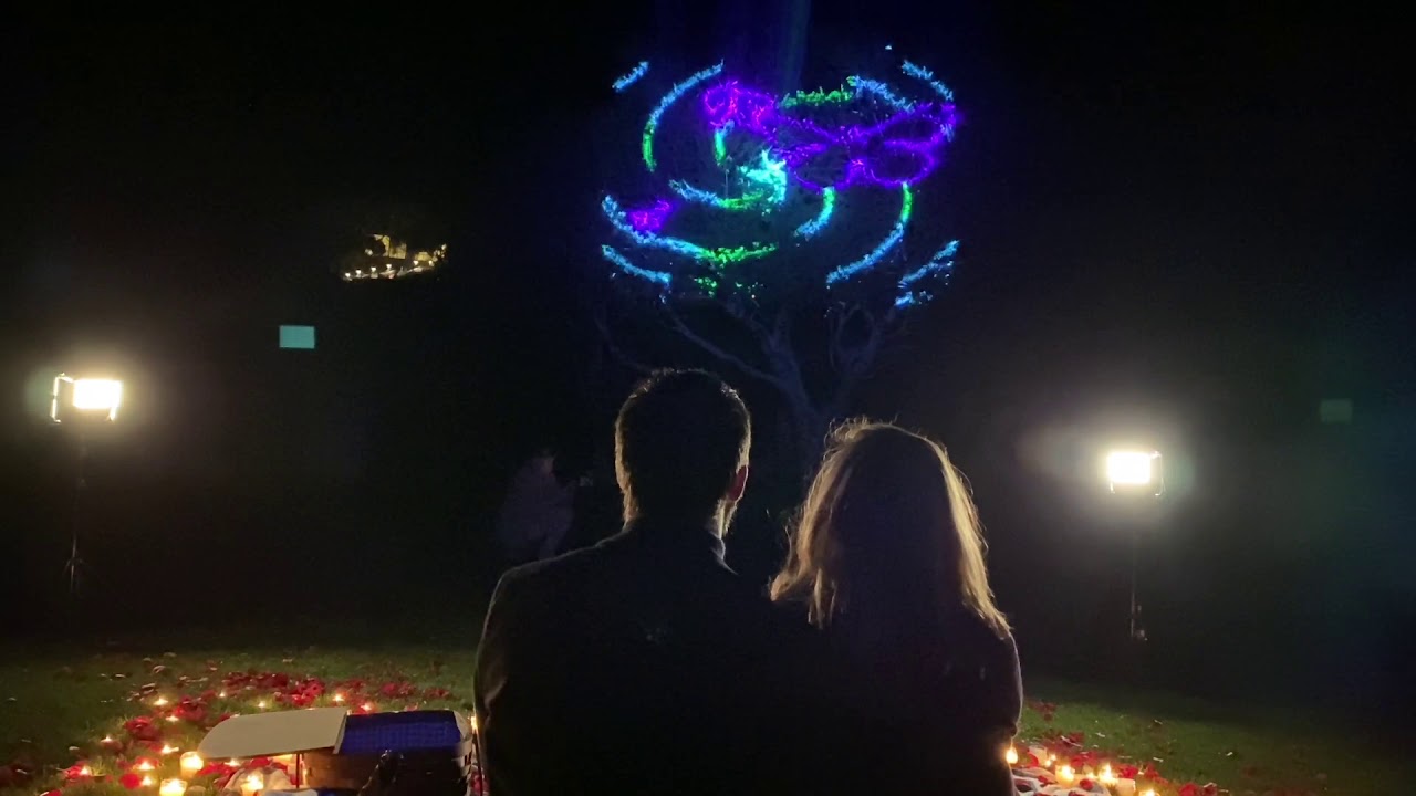 Wedding proposal laser light show