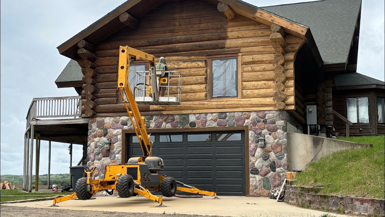 Blasting With Glass On Our Log Home !!!
