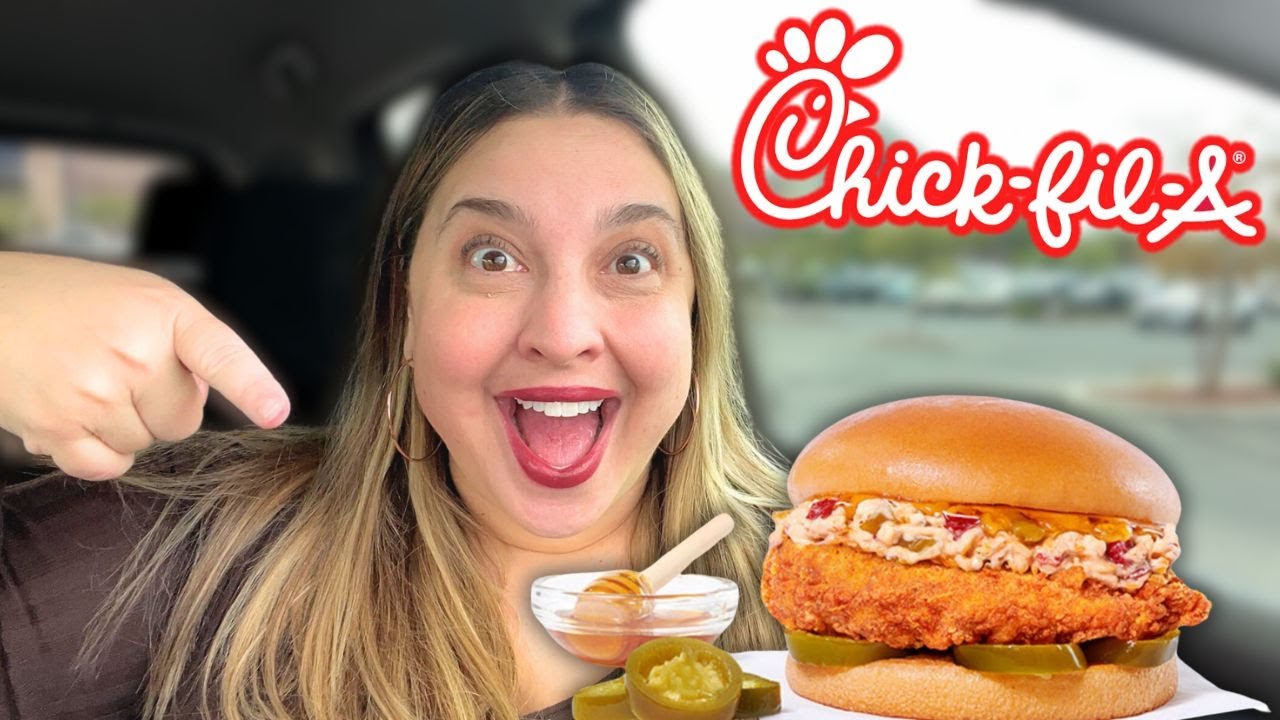 Trying Chick-Fil-A's NEW MENU: Spicy Pimento Cheese Chicken Sandwich & Banana Pudding Milkshake!