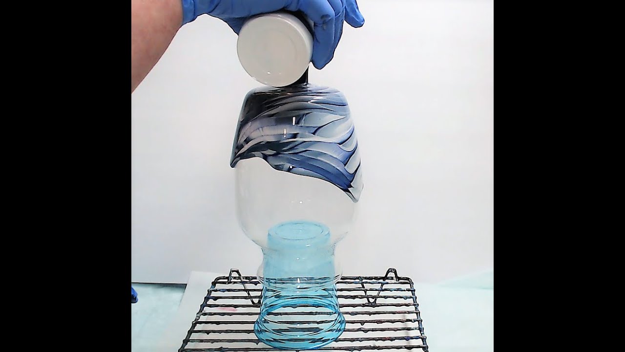 (576) AMAZING VASE !  Acrylic Fluid Art Pour Over Glass Vase Part 1