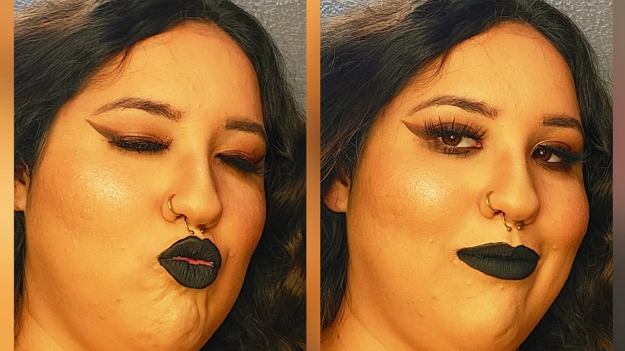 Shadowed Winged Eyeliner With Black Lips Makeup Tutorial 