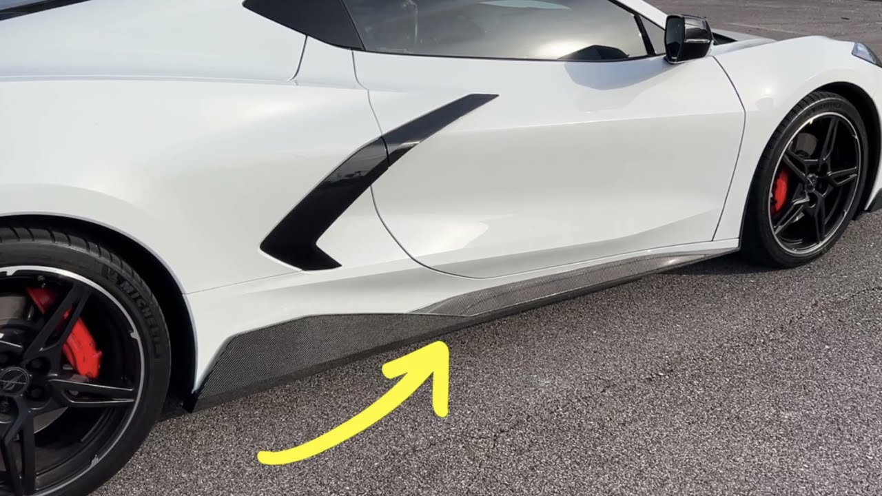 ✅How to Install C8 Corvette 5VM Carbon Fiber Side Skirt Rocker with 3M Tape & Aluminum Rivets DIY