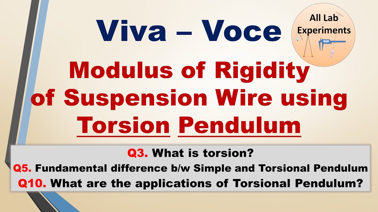 Torsional Pendulum | Modulus of Rigidity | Viva Voce