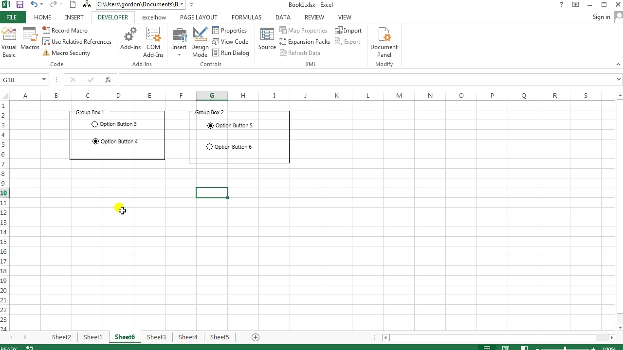 How to Group Option buttons in Excel